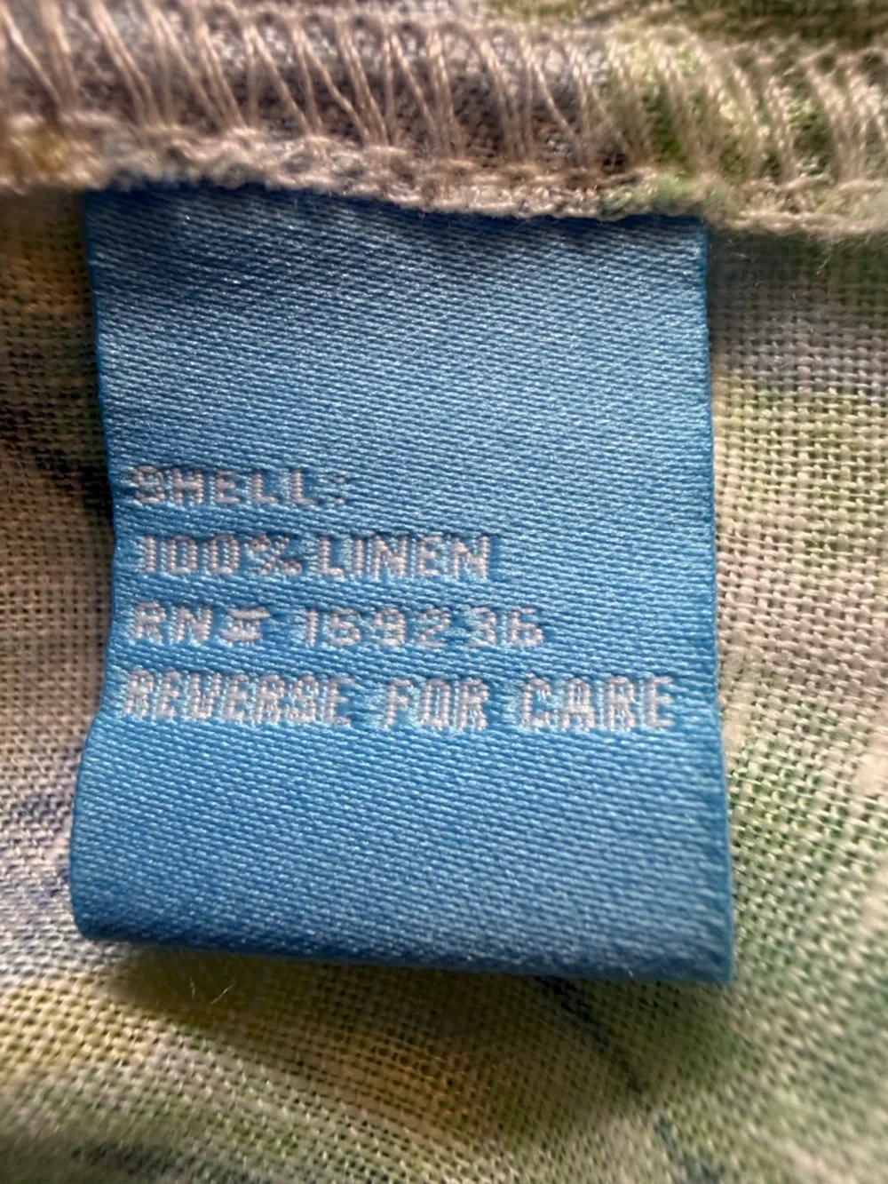 J. McLaughlin Blue/Green Tropical Pattern Linen LS Blouse Sz S - Picture 6 of 7
